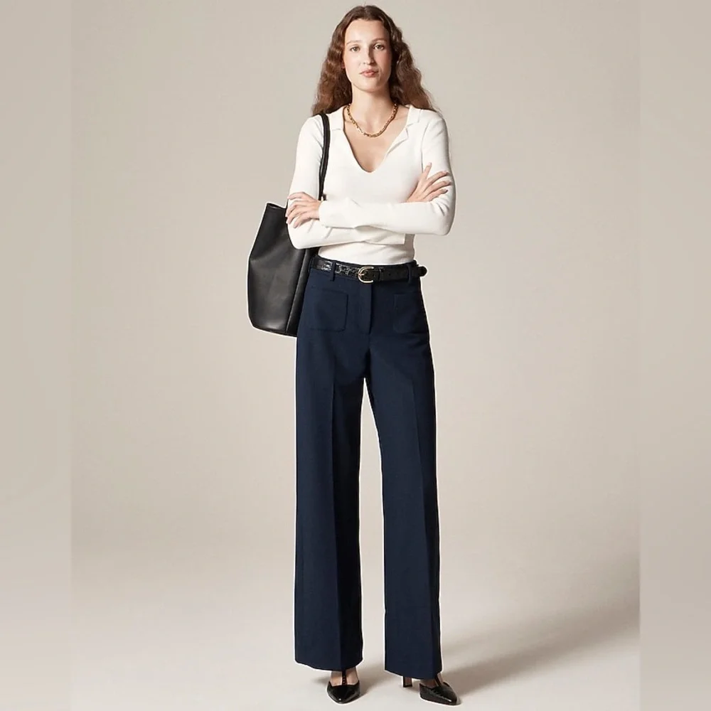 J. Crew Carolina Pants in Four Season Stretch in Navy Size 4 Tall